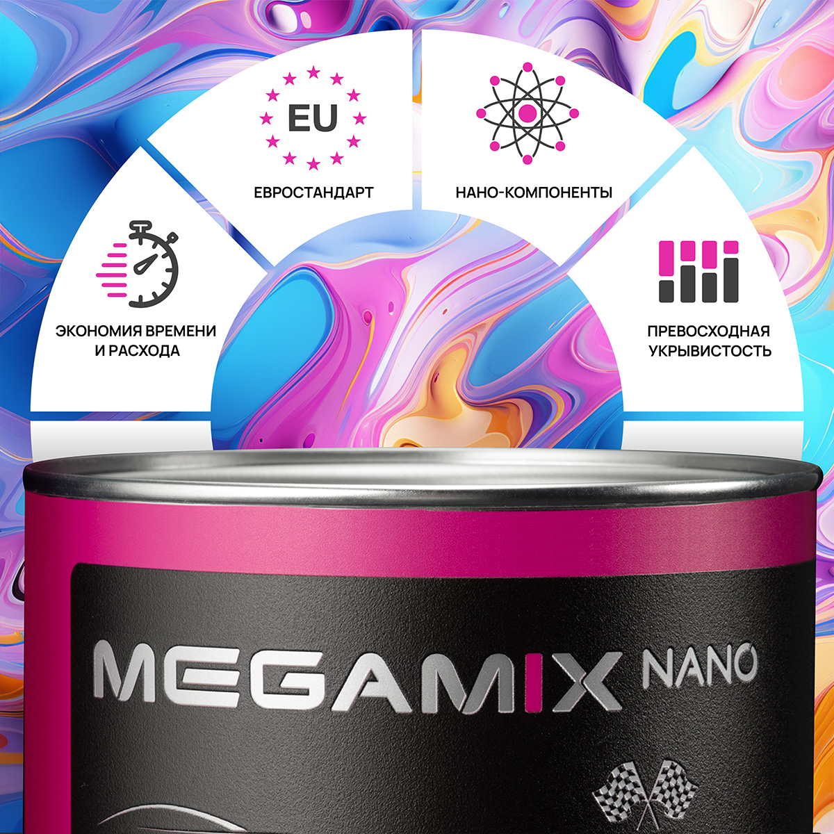 482 черника металлик автоэмаль MEGAMIX (0,85л), купить в Воронеже