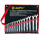 набор ключей комбинированных 8-24мм AMPRO (14 предметов)